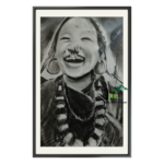 Handmade Nepali portrait watercolor painting joyful traditional artwork
