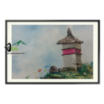 Handmade Nepali chautara watercolor painting traditional resting place artwork