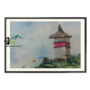 Handmade Nepali chautara watercolor painting traditional resting place artwork