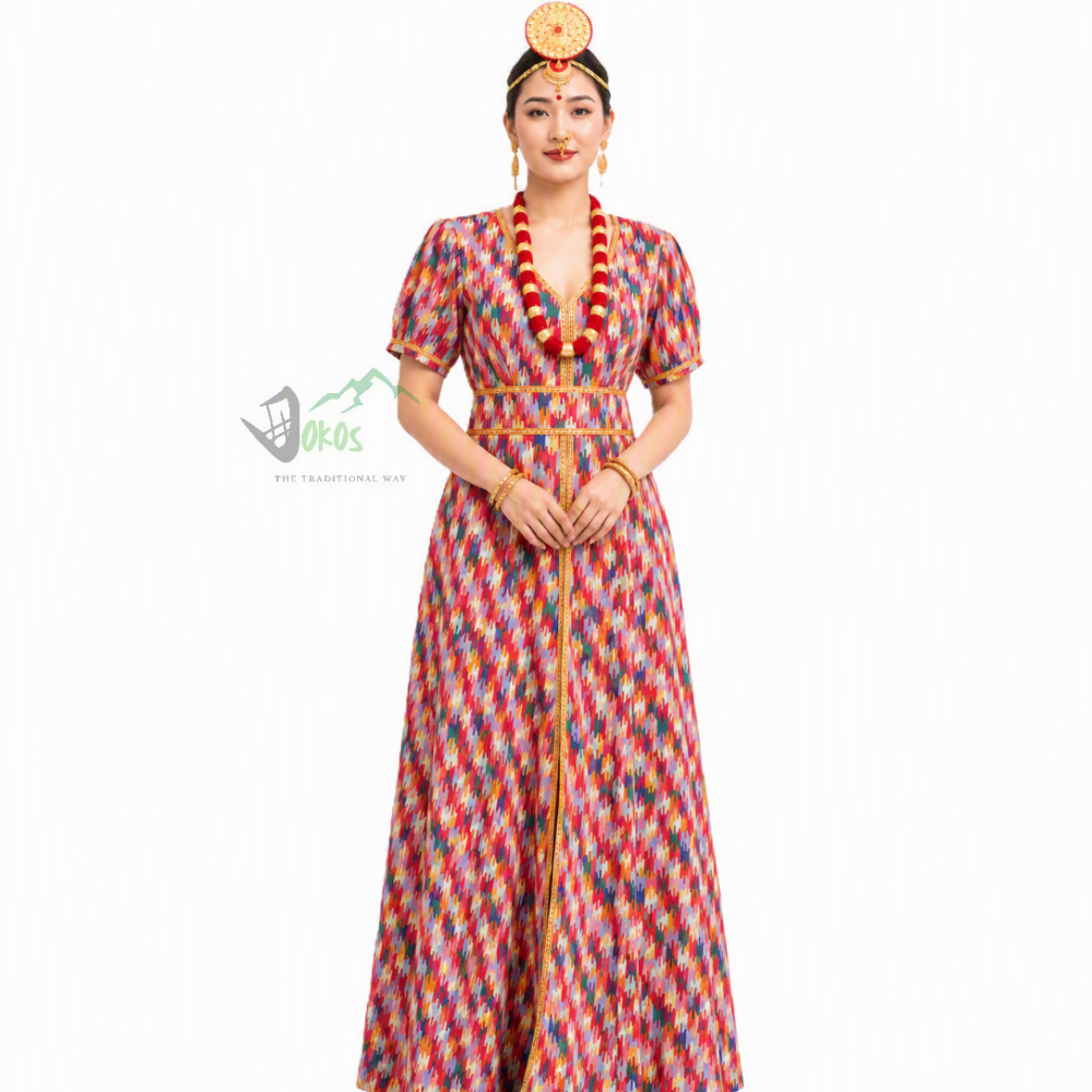 Limbu Mekhli Gown – Dhaka Heritage Dress | Dokos