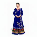 Blue traditional Gurung and Magar/Mangar women’s dress with embroidered lehenga