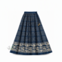 Traditional lehenga with gold floral border and dotted geometric pattern